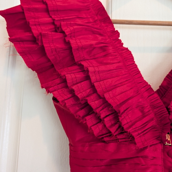 NWT- Aje Rhythmic Frill Bodice & Tiered Mini Skirt Set- Red - Picture 11 of 15